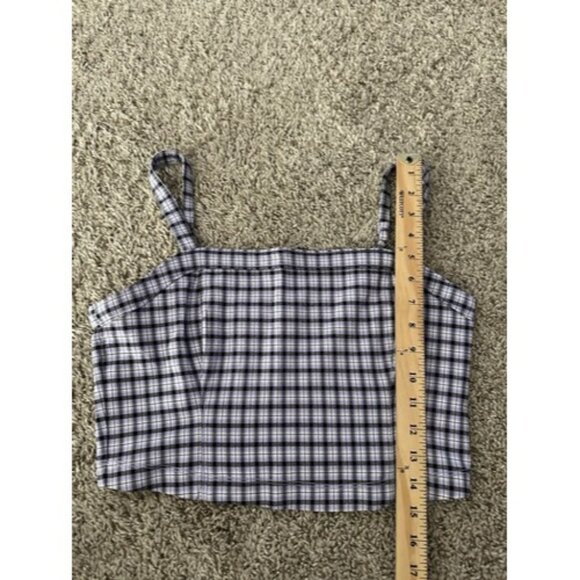 Hollister Advanced Stretch Womens Cropped Top Adj Straps Plaid Size Large - Picture 7 of 13